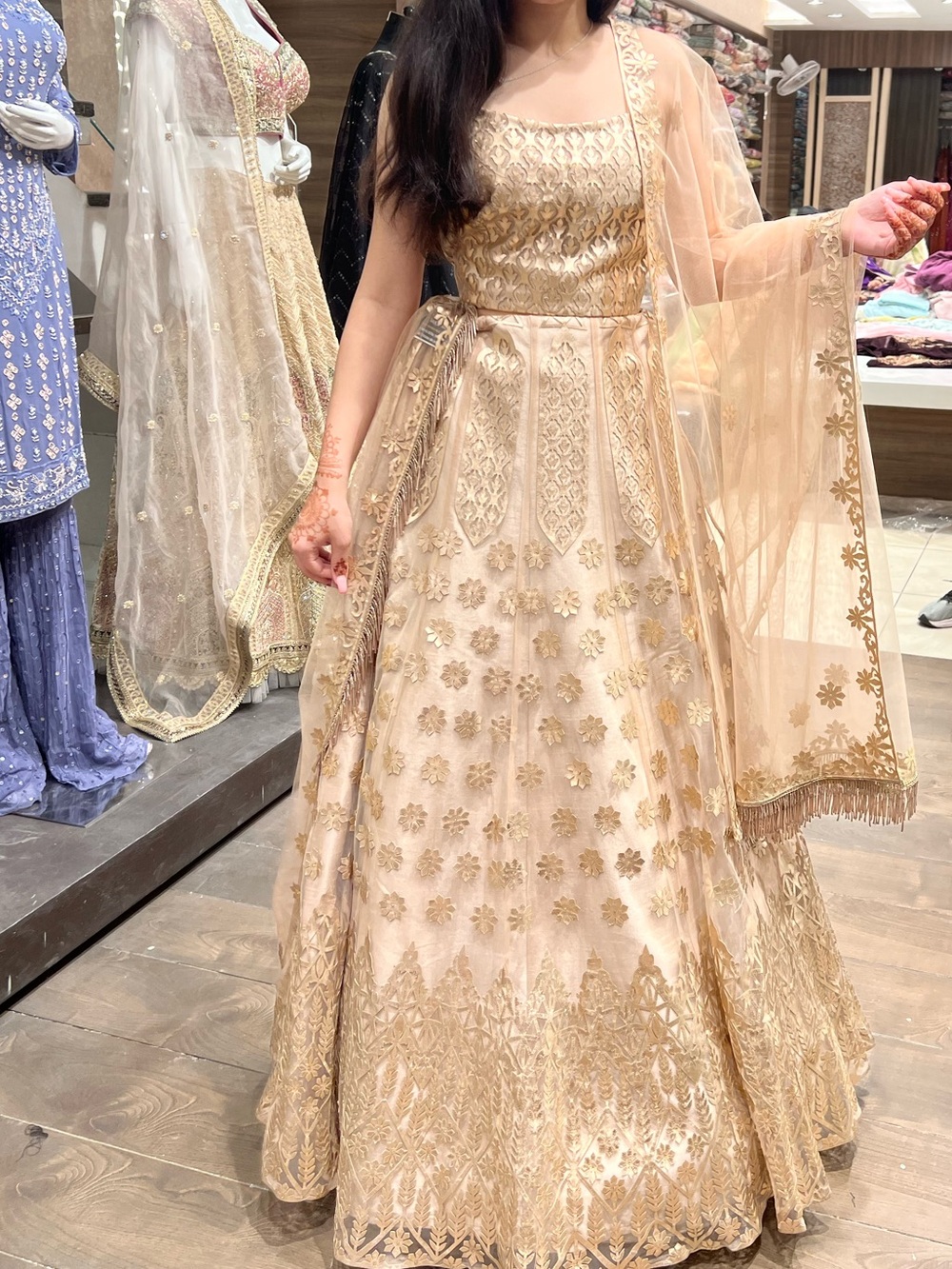 Women's Beige-Gold Lehenga